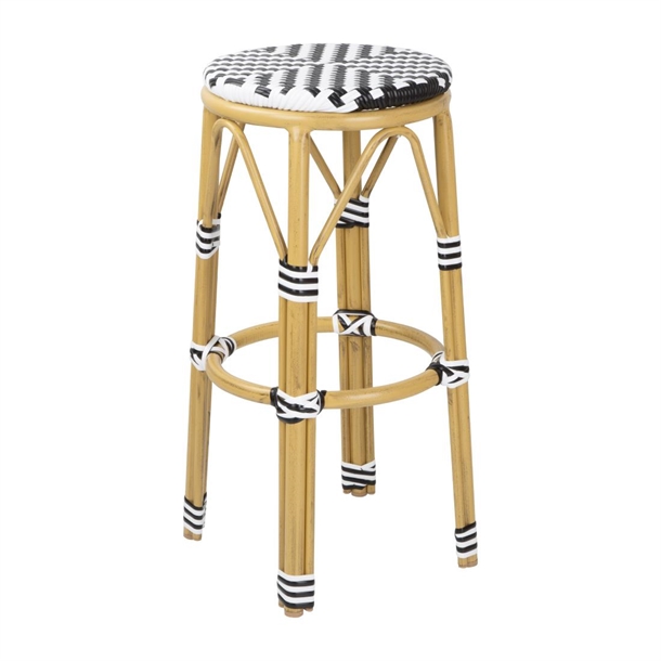 Bolero Pariser Stil PE Rattan Barhocker Schwarz (2 Stück)