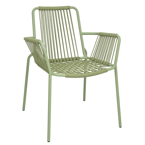 Bolero Melbourne Rope Design Arm Chairs Light Green (Set 4)