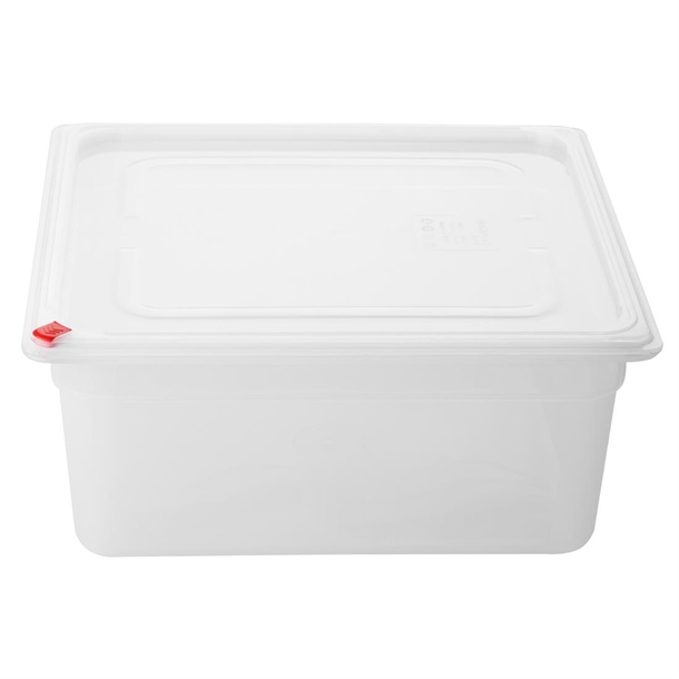 Hygiplas Click PP GN Pan 2/3 with Lid and 7 colour clips - 150mm 12L (Pack 4)