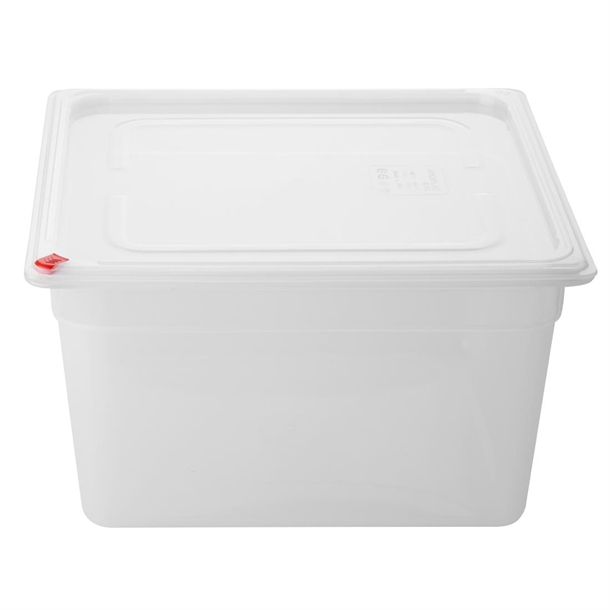 Hygiplas Click PP GN Pan 2/3 with Lid and 7 colour clips - 200mm 16.1L(Pack 4)