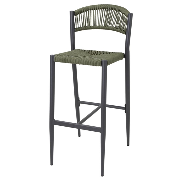 Bolero Eden PE Twist Rattan Outdoor Bar Stool Green (Set 2)