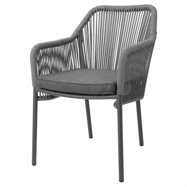 Bolero Bay PE Twist Rattan Outdoor Arm Chair Charcoal (Set 2)