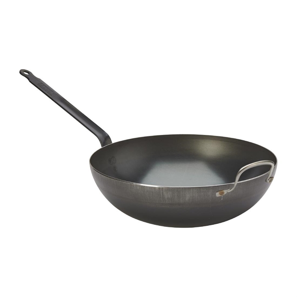 De Buyer Mineral B Steel Blue Carbon Wok with Handle - 320mm