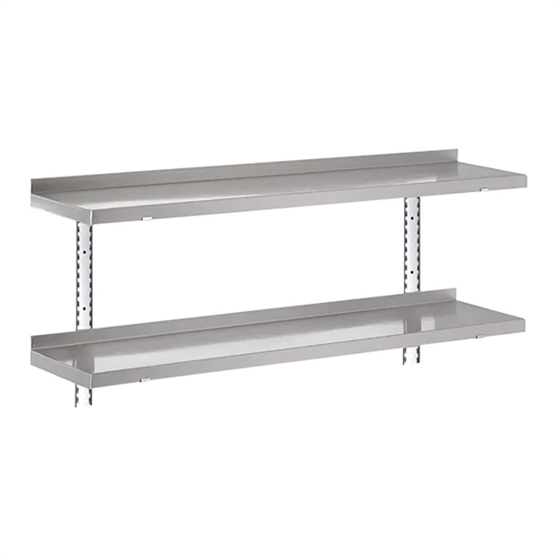 Gastro-M Komplettes Regal 2 Ebenen 100x40cm - Komplettes Montageset (ohne Schrauben)