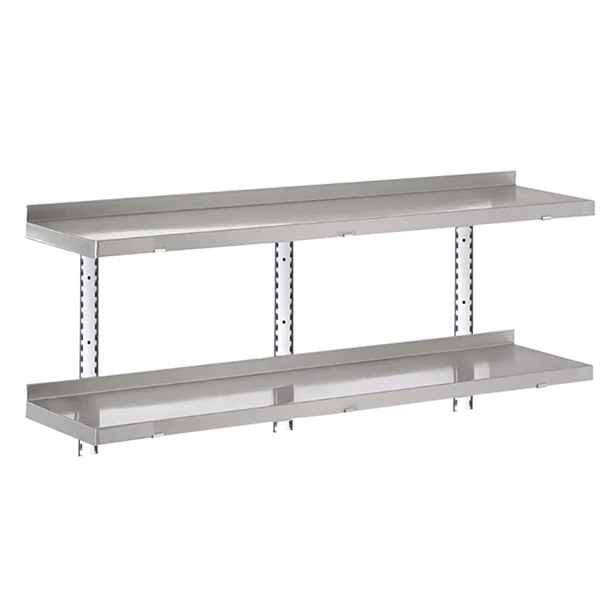 Gastro-M Komplettes Regal 2 Ebenen 160x40cm - Komplettes Montageset (ohne Schrauben)