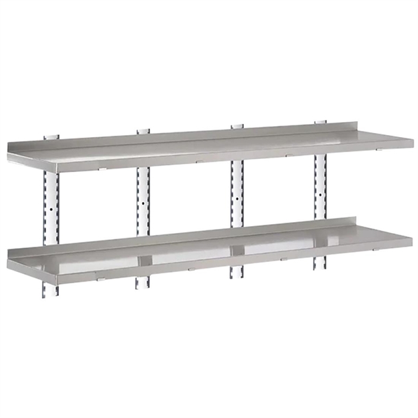 Gastro-M Komplettes Regal 2 Ebenen 200x40cm - Komplettes Montageset (exkl. Schrauben)