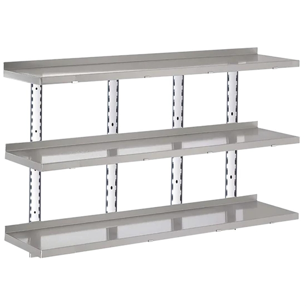 Gastro-M Komplettes Regal 3 Ebenen 200x40cm - Vollständiges Montageset (Ohne Schrauben)