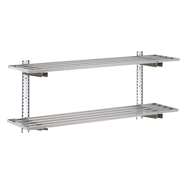 Gastro-M Komplettes Regal 2 Ebenen 100x40cm - Komplettes Montage-Set (ohne Schrauben)