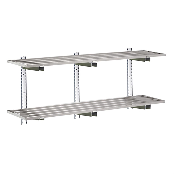 Gastro-M Komplette Regal 2 Ebenen 160X40cm - Komplettes Montageset (Ohne Schrauben)