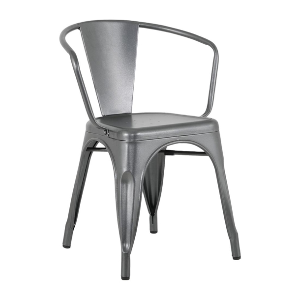 Bolero Bistro Curve Armlehnstühle Gunmetal (4 Stück)