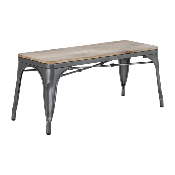 Bolero Bistro Sitzbank Innenbereich Mangoholz & Gunmetal Stahlrahmen 1000mm (2 Stück)