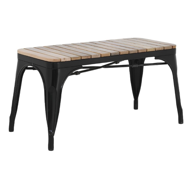 Bolero Bistro Innenbank Mit Latten Aus Mango-Holz Und Schwarzem Rahmen 850mm (2 Stück)