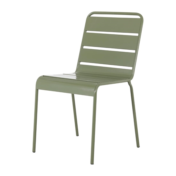 Bolero Amalfi Slatted Steel Side Chairs Olive Green (Set 4)