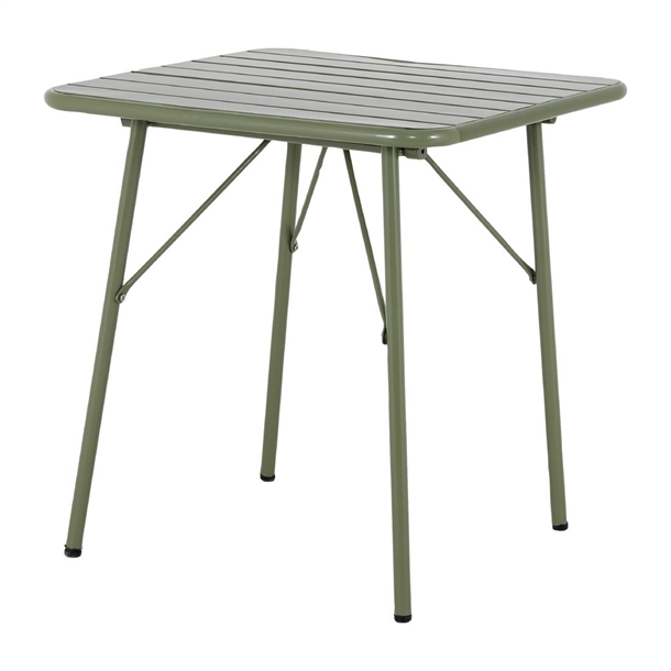 Bolero Amalfi Slatted Steel Folding Table Olive Green 700mm