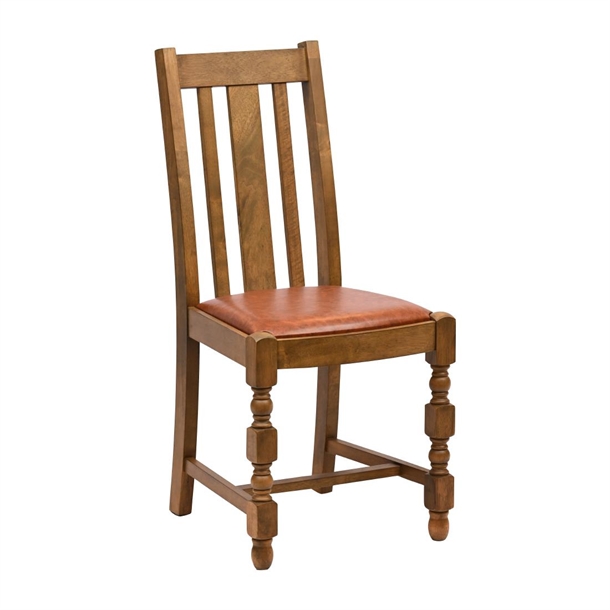 Thame Traditional Dining Chair Weathered Oak Bison Tan Seat (Pack 6) (B2B)