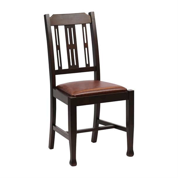 Lattice Back Dining Chair Dark Walnut Bison Espresso Seat (Pack 6) (B2B)