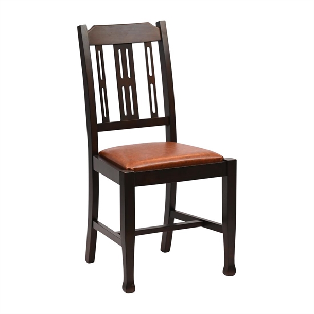 Lattice Back Dining Chair in Dark Walnut with Bison Tan Seat (Pack 6) (B2B)