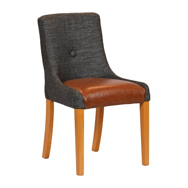 Bath Dining Chair in Soft Oak with Shetland Smoke Bison Tan (Pack 6) (Direct)