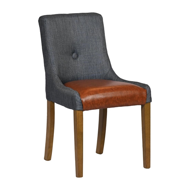 Bath Dining Chair in Weathered Oak with Shetland Sea Bison Tan (Pack 6) (Direct)