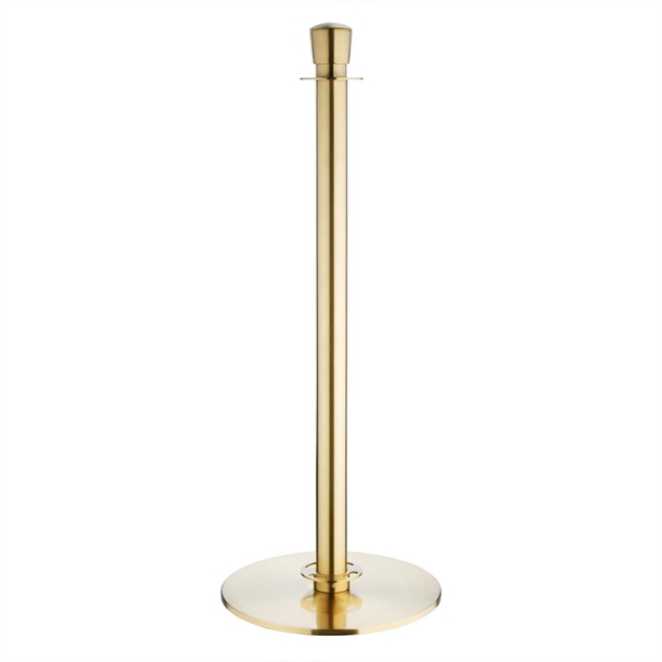 Bolero Flat Base Barrier Banner Post Brushed Brass (Set 2)