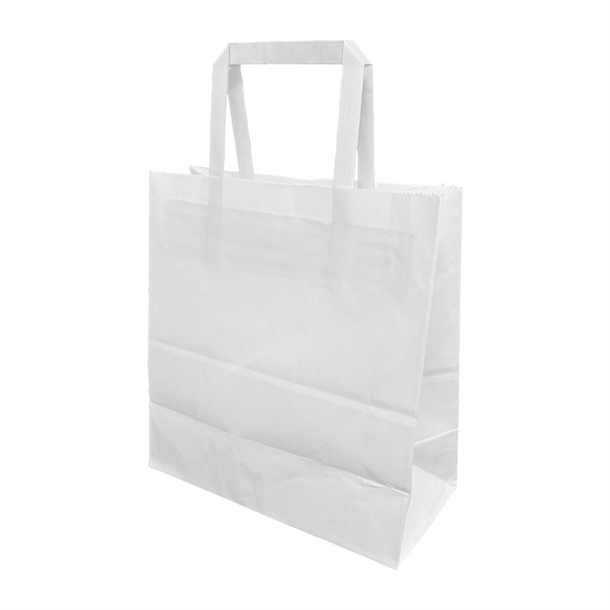 Fiesta Recyclable Flat Handle Bag White - Medium (Pack 250)