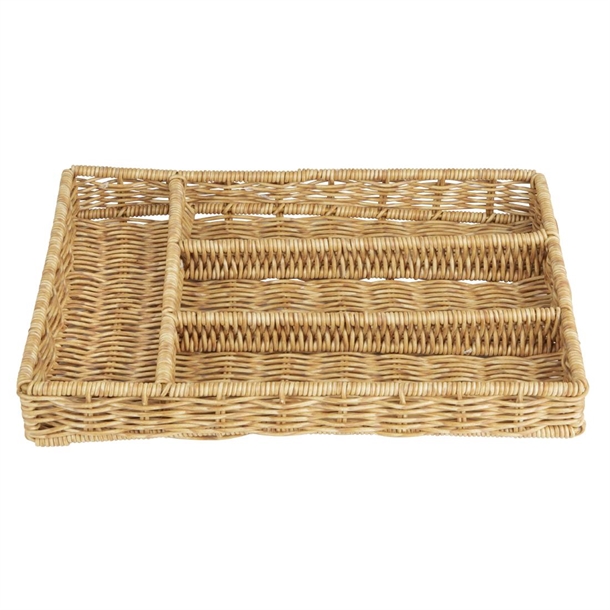 Olympia Cutlery Organiser Light Polywicker - 340x250x50mm