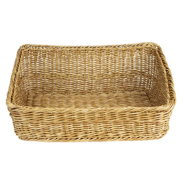 Olympia Rectangular Display Basket Light Polywicker - 200x500x390mm