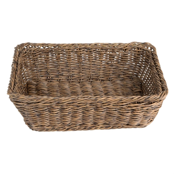 Olympia Rectangular Basket Dark Polywicker - 300x230x90mm