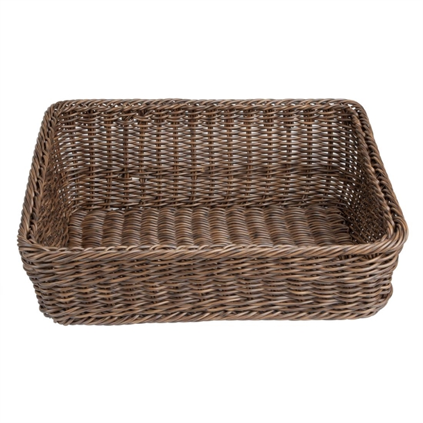Olympia Rectangular Display Basket Dark Polywicker - 200x500x390mm