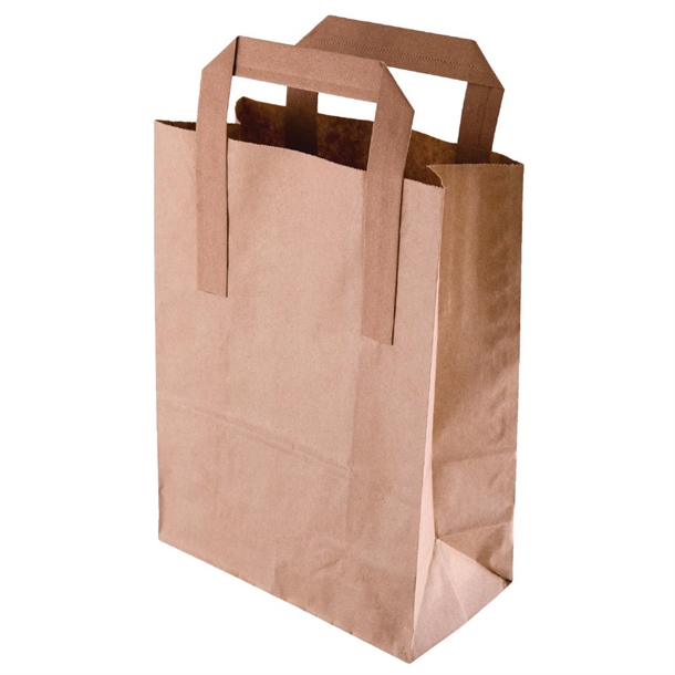 Fiesta Recyclable Flat Handle Bag Brown - Large (Pack 250)