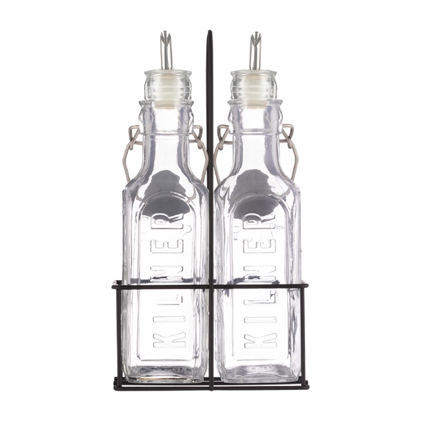 Kilner Oil Bottles & Metal Rack - 0.3Ltr (Pack 2)