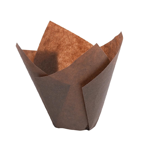 Matfer Bourgeat Tulip Muffin Cases Brown - 80x50mm (Pack 200)