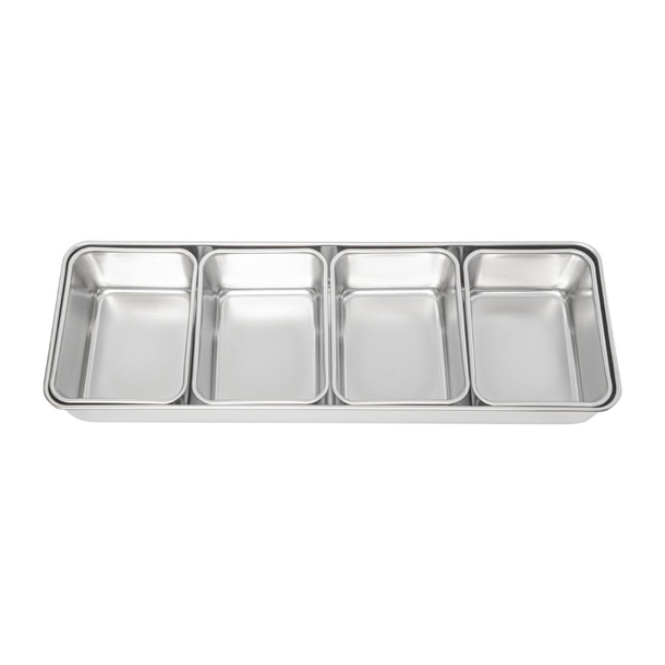 Clover Japanese Yakumi Pan Condiment Holder 4 Large Insert - 145x435x60mm