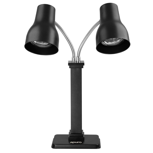 Apuro Carving Station Double Heating Lamp Matt Black - 500watt