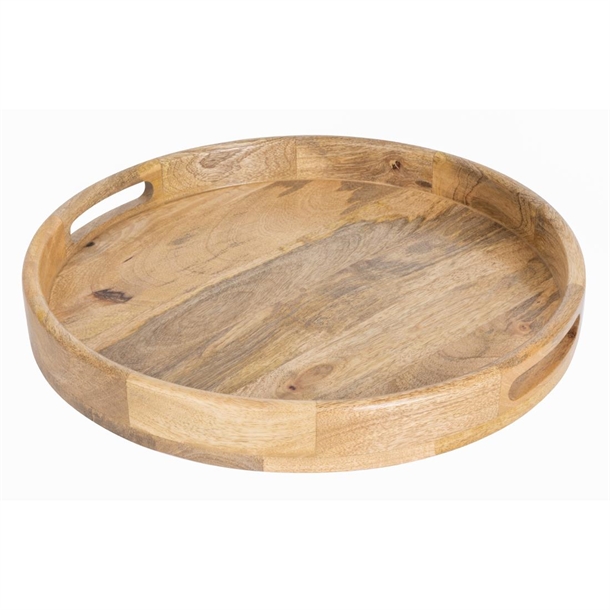 Olympia Mango Wood Round Deep Sided Tray - 400x50mm