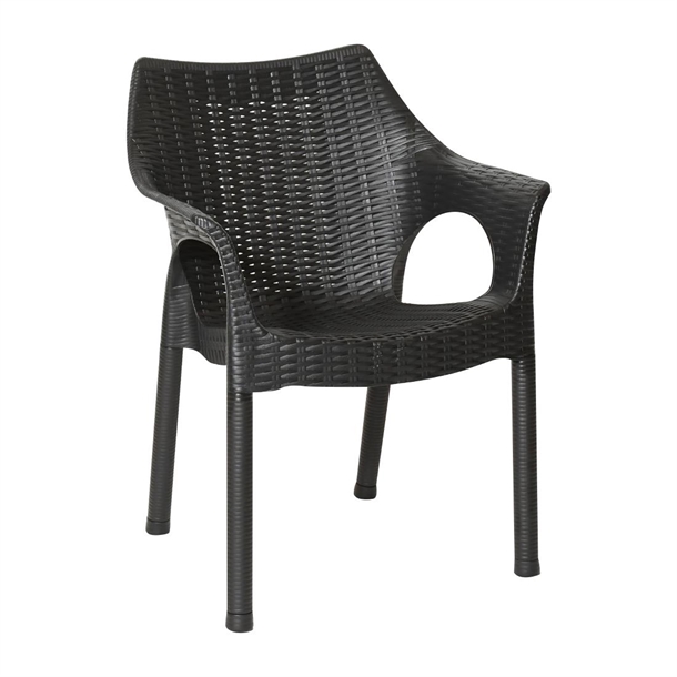 Bolero Elements Polypropylene Arm Chair Black (Set 4)
