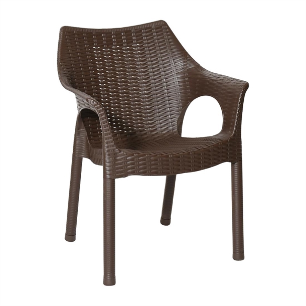 Bolero Elements Polypropylene Arm Chair Dark Brown (Set 4)