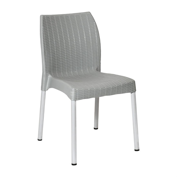 Bolero Elements Polypropylene Rattan Side Chair Medium Grey (Set 4)