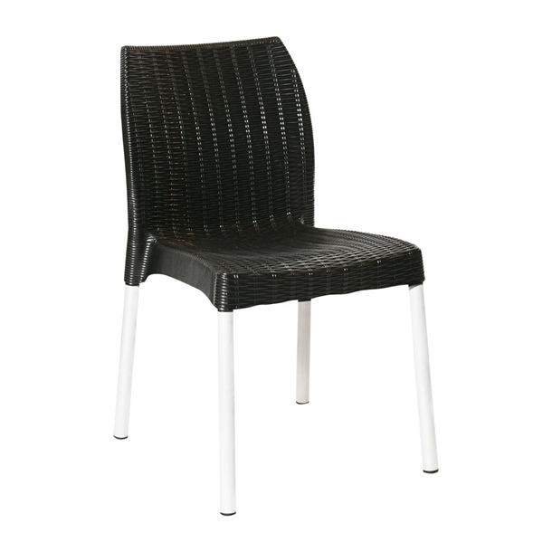 Bolero Elements Polypropylene Rattan Side Chair Black (Set 4)