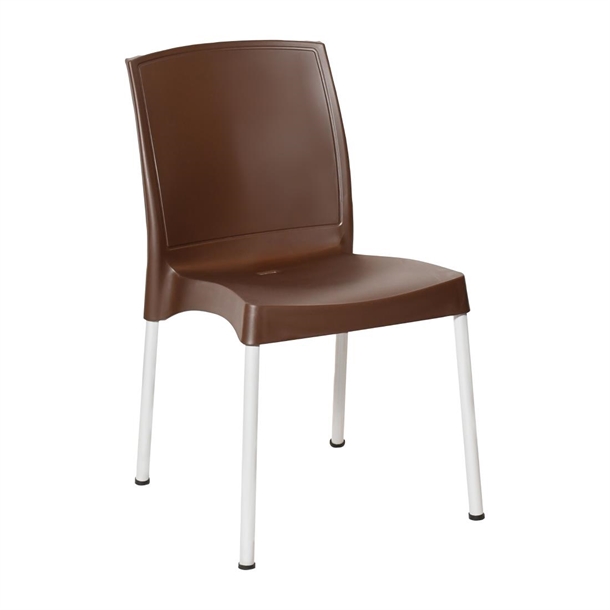 Bolero Elements Polypropylene Plain Side Chair Dark Brown (Set 4)