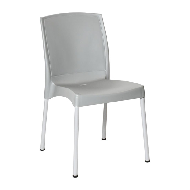 Bolero Elements Polypropylene Plain Side Chair Grey (Set 4)