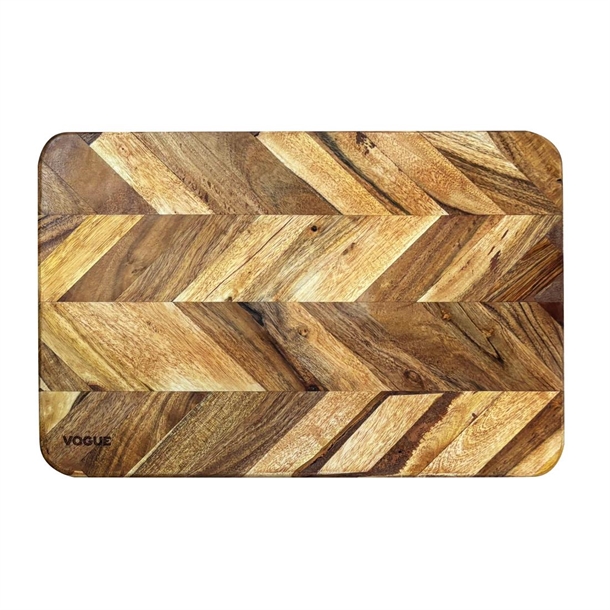 Vogue Chevron Effect Mango Wood Chopping Board Medium - 35x455x305mm