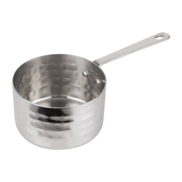 Olympia Table Presentation Mini Sauce Pan Stainless Steel Hammered - 90x60mm