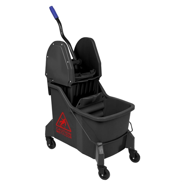 Jantex Mop Bucket & Down Press Wringer 2-Comp Red Print - 30Ltr