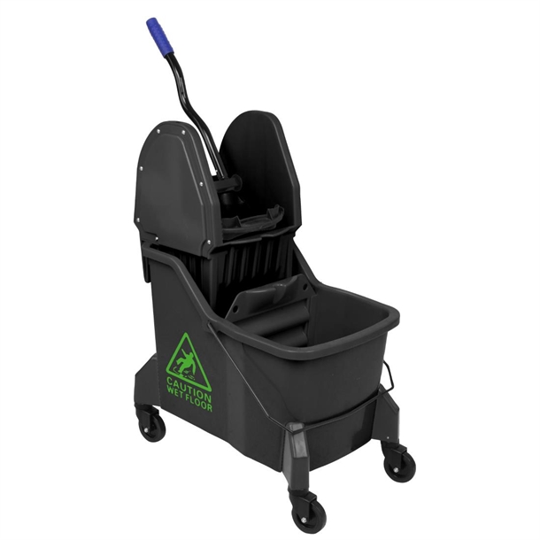 Jantex Mop Bucket & Down Press Wringer 2-Comp Green Print - 30Ltr