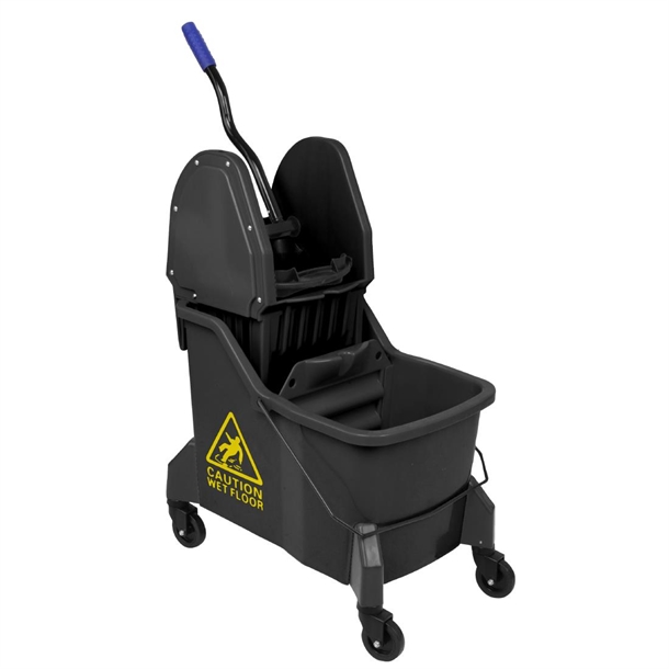 Jantex Mop Bucket & Down Press Wringer 2-Comp Yellow Print - 30Ltr