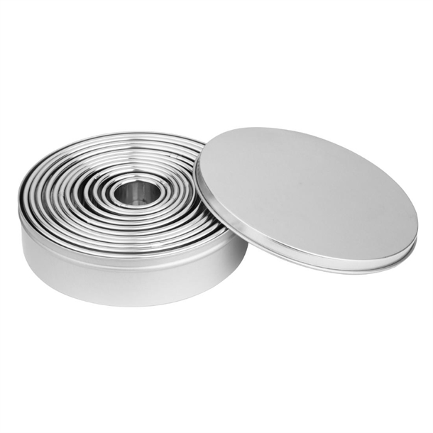 Vogue Stainless Steel Round Plain Cutters (Set 12)