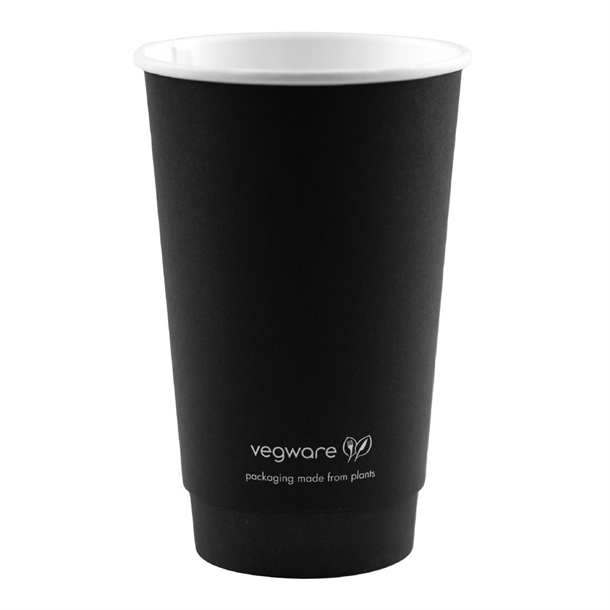 Vegware Hot Cup Black Double Wall - 16oz (Box 400)