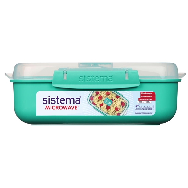 Sistema Minty Teal Microwave Rectangle Container - 1.25Ltr (Pack 6) (B2B)