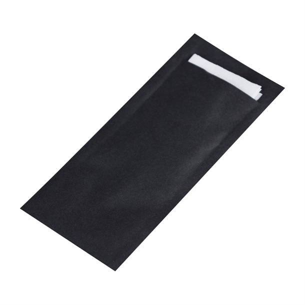 Fiesta Recyclable Paper Cutlery Pouch 57x195mm - Black (Pack 250)